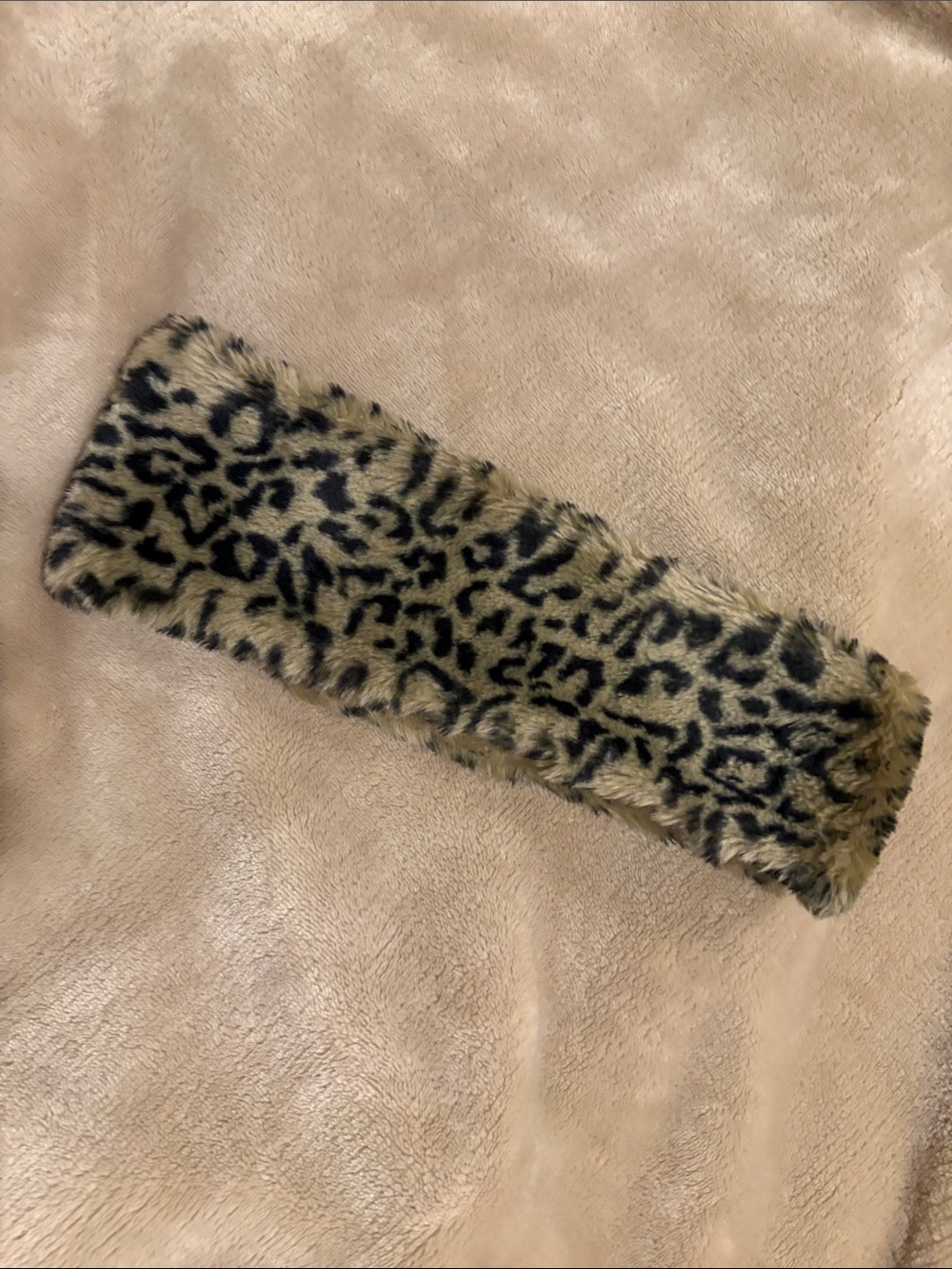 Faux Fur Leopard Print Headband with Elastic